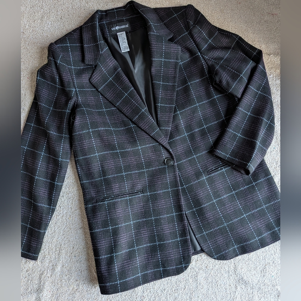 Sag Harbor Purple and Blue Plaid Blazer